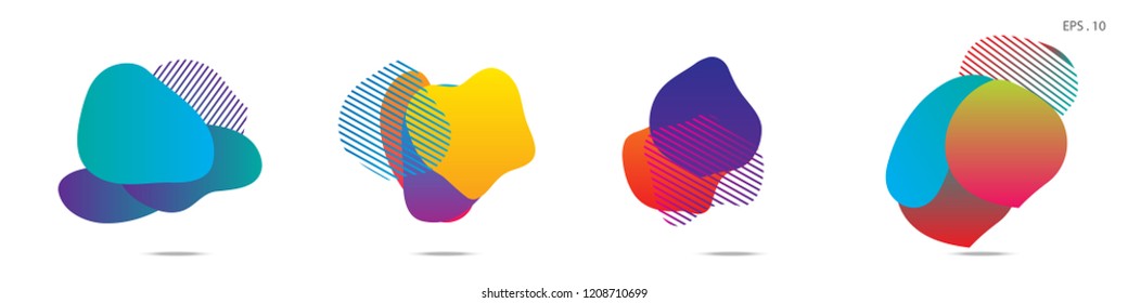 Set of abstract modern graphic elements. Dynamical colored forms and line. Gradient abstract banners with flowing liquid shapes. Template for the design of a logo,flyer or presentation. Vector.