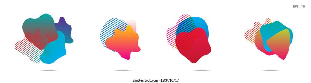 Set of abstract modern graphic elements. Dynamical colored forms and line. Gradient abstract banners with flowing liquid shapes. Template for the design of a logo,flyer or presentation. Vector.