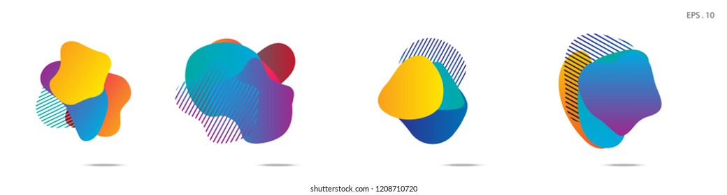 Set of abstract modern graphic elements. Dynamical colored forms and line. Gradient abstract banners with flowing liquid shapes. Template for the design of a logo,flyer or presentation. Vector.