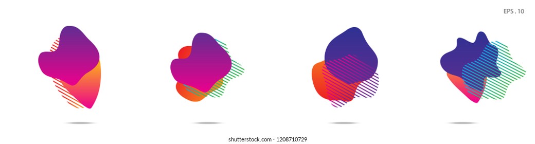 Set of abstract modern graphic elements. Dynamical colored forms and line. Gradient abstract banners with flowing liquid shapes. Template for the design of a logo,flyer or presentation. Vector.