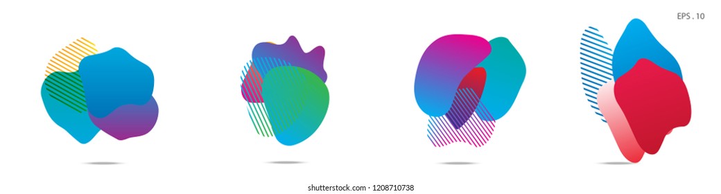 Set of abstract modern graphic elements. Dynamical colored forms and line. Gradient abstract banners with flowing liquid shapes. Template for the design of a logo,flyer or presentation. Vector.