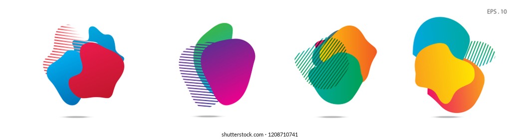 Set of abstract modern graphic elements. Dynamical colored forms and line. Gradient abstract banners with flowing liquid shapes. Template for the design of a logo,flyer or presentation. Vector.