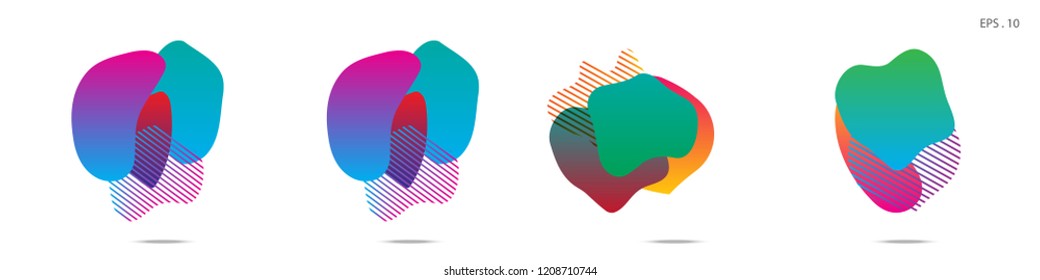 Set of abstract modern graphic elements. Dynamical colored forms and line. Gradient abstract banners with flowing liquid shapes. Template for the design of a logo,flyer or presentation. Vector.