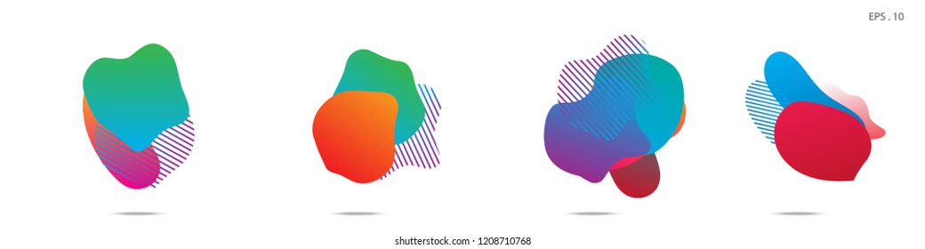 Set of abstract modern graphic elements. Dynamical colored forms and line. Gradient abstract banners with flowing liquid shapes. Template for the design of a logo,flyer or presentation. Vector.