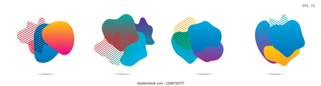 Set of abstract modern graphic elements. Dynamical colored forms and line. Gradient abstract banners with flowing liquid shapes. Template for the design of a logo,flyer or presentation. Vector.