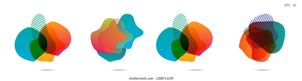 Set of abstract modern graphic elements. Dynamical colored forms and line. Gradient abstract banners with flowing liquid shapes. Template for the design of a logo,flyer or presentation. Vector.