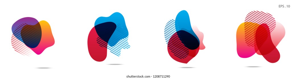 Set of abstract modern graphic elements. Dynamical colored forms and line. Gradient abstract banners with flowing liquid shapes. Template for the design of a logo,flyer or presentation. Vector.