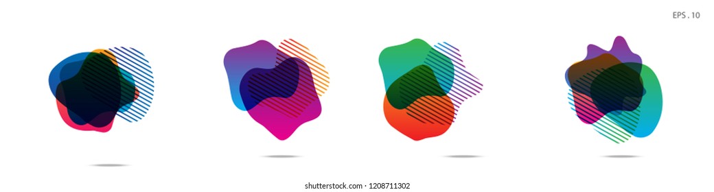 Set of abstract modern graphic elements. Dynamical colored forms and line. Gradient abstract banners with flowing liquid shapes. Template for the design of a logo,flyer or presentation. Vector.