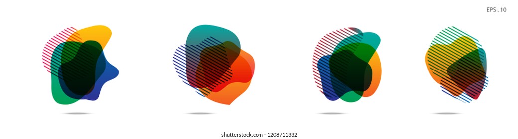 Set of abstract modern graphic elements. Dynamical colored forms and line. Gradient abstract banners with flowing liquid shapes. Template for the design of a logo,flyer or presentation. Vector.