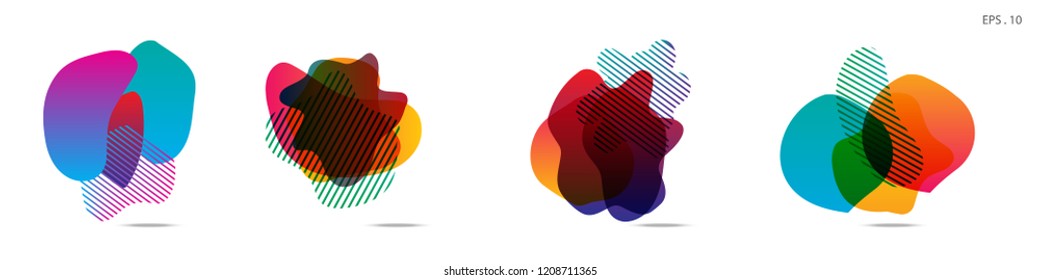 Set of abstract modern graphic elements. Dynamical colored forms and line. Gradient abstract banners with flowing liquid shapes. Template for the design of a logo,flyer or presentation. Vector.