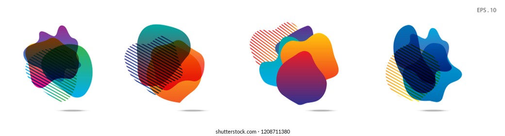 Set of abstract modern graphic elements. Dynamical colored forms and line. Gradient abstract banners with flowing liquid shapes. Template for the design of a logo,flyer or presentation. Vector.