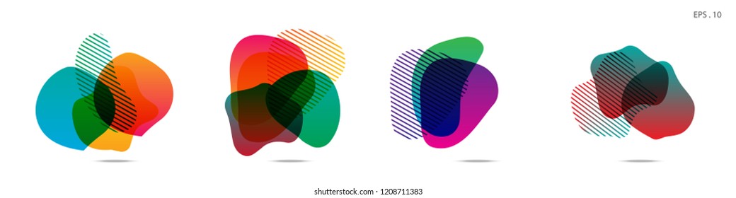 Set of abstract modern graphic elements. Dynamical colored forms and line. Gradient abstract banners with flowing liquid shapes. Template for the design of a logo,flyer or presentation. Vector.