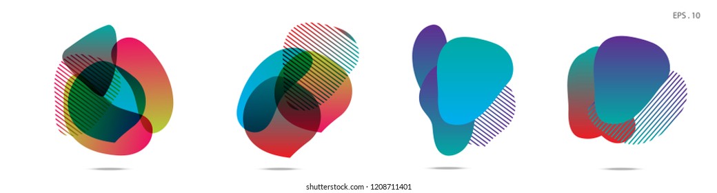 Set of abstract modern graphic elements. Dynamical colored forms and line. Gradient abstract banners with flowing liquid shapes. Template for the design of a logo,flyer or presentation. Vector.