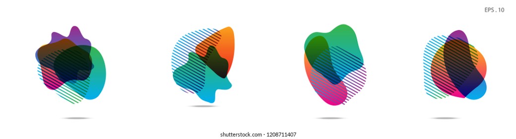 Set of abstract modern graphic elements. Dynamical colored forms and line. Gradient abstract banners with flowing liquid shapes. Template for the design of a logo,flyer or presentation. Vector.