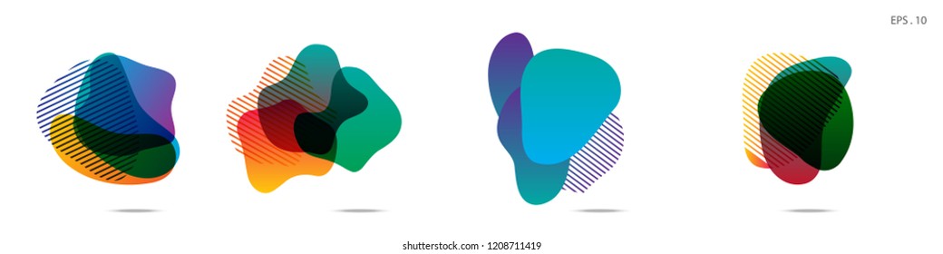 Set of abstract modern graphic elements. Dynamical colored forms and line. Gradient abstract banners with flowing liquid shapes. Template for the design of a logo,flyer or presentation. Vector.