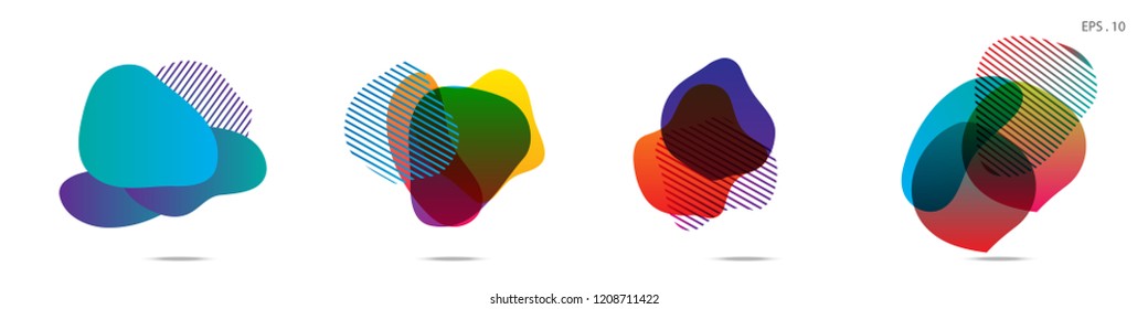 Set of abstract modern graphic elements. Dynamical colored forms and line. Gradient abstract banners with flowing liquid shapes. Template for the design of a logo,flyer or presentation. Vector.