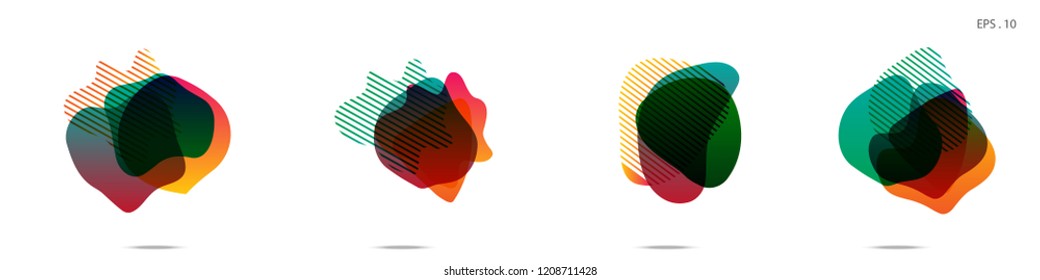 Set of abstract modern graphic elements. Dynamical colored forms and line. Gradient abstract banners with flowing liquid shapes. Template for the design of a logo,flyer or presentation. Vector.