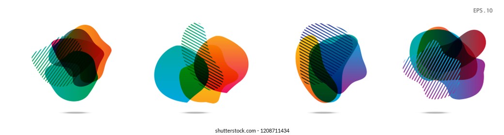 Set of abstract modern graphic elements. Dynamical colored forms and line. Gradient abstract banners with flowing liquid shapes. Template for the design of a logo,flyer or presentation. Vector.