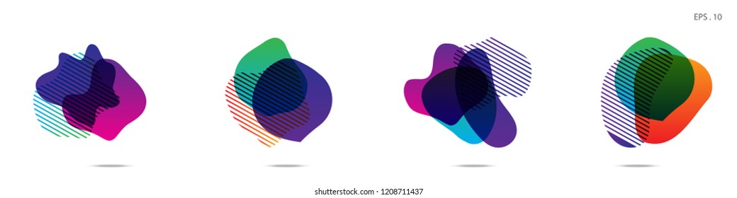 Set of abstract modern graphic elements. Dynamical colored forms and line. Gradient abstract banners with flowing liquid shapes. Template for the design of a logo,flyer or presentation. Vector.