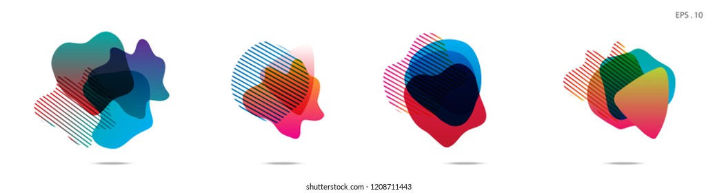 Set of abstract modern graphic elements. Dynamical colored forms and line. Gradient abstract banners with flowing liquid shapes. Template for the design of a logo,flyer or presentation. Vector.