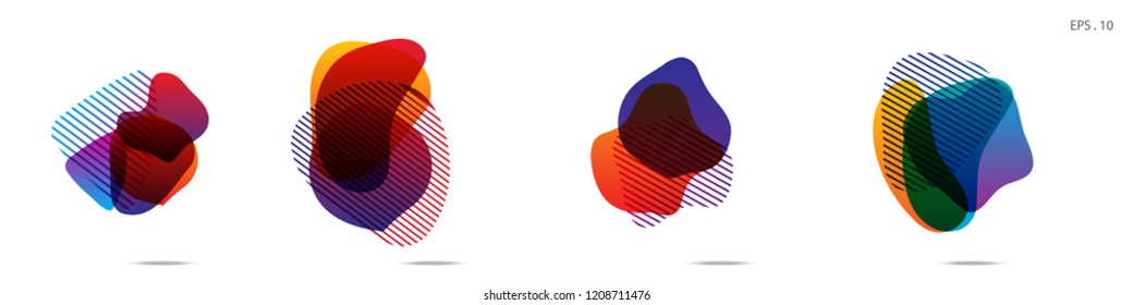 Set of abstract modern graphic elements. Dynamical colored forms and line. Gradient abstract banners with flowing liquid shapes. Template for the design of a logo,flyer or presentation. Vector.