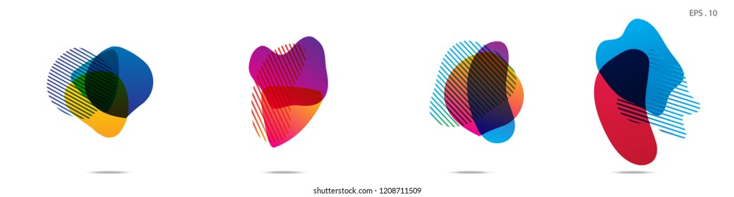 Set of abstract modern graphic elements. Dynamical colored forms and line. Gradient abstract banners with flowing liquid shapes. Template for the design of a logo,flyer or presentation. Vector.