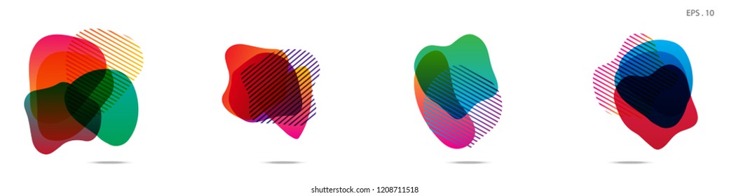 Set of abstract modern graphic elements. Dynamical colored forms and line. Gradient abstract banners with flowing liquid shapes. Template for the design of a logo,flyer or presentation. Vector.