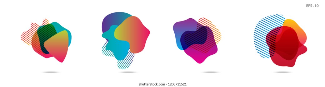 Set of abstract modern graphic elements. Dynamical colored forms and line. Gradient abstract banners with flowing liquid shapes. Template for the design of a logo,flyer or presentation. Vector.