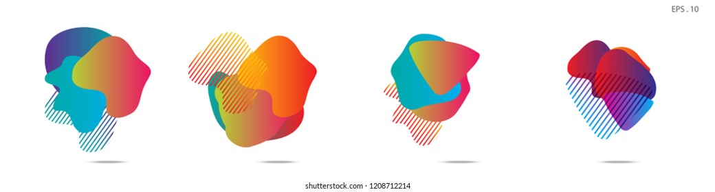 Set of abstract modern graphic elements. Dynamical colored forms and line. Gradient abstract banners with flowing liquid shapes. Template for the design of a logo,flyer or presentation. Vector.
