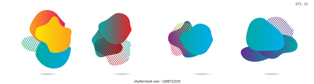 Set of abstract modern graphic elements. Dynamical colored forms and line. Gradient abstract banners with flowing liquid shapes. Template for the design of a logo,flyer or presentation. Vector.