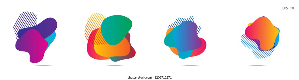 Set of abstract modern graphic elements. Dynamical colored forms and line. Gradient abstract banners with flowing liquid shapes. Template for the design of a logo,flyer or presentation. Vector.