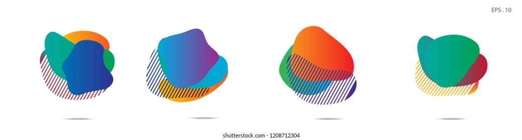 Set of abstract modern graphic elements. Dynamical colored forms and line. Gradient abstract banners with flowing liquid shapes. Template for the design of a logo,flyer or presentation. Vector.