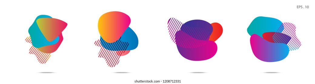 Set of abstract modern graphic elements. Dynamical colored forms and line. Gradient abstract banners with flowing liquid shapes. Template for the design of a logo,flyer or presentation. Vector.