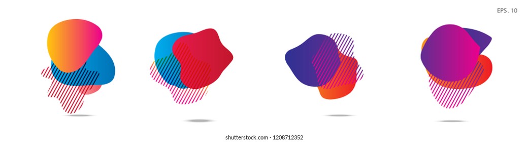 Set of abstract modern graphic elements. Dynamical colored forms and line. Gradient abstract banners with flowing liquid shapes. Template for the design of a logo,flyer or presentation. Vector.