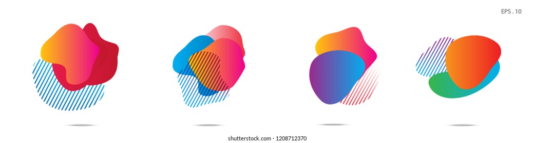 Set of abstract modern graphic elements. Dynamical colored forms and line. Gradient abstract banners with flowing liquid shapes. Template for the design of a logo,flyer or presentation. Vector.