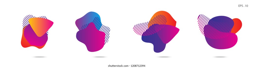 Set of abstract modern graphic elements. Dynamical colored forms and line. Gradient abstract banners with flowing liquid shapes. Template for the design of a logo,flyer or presentation. Vector.