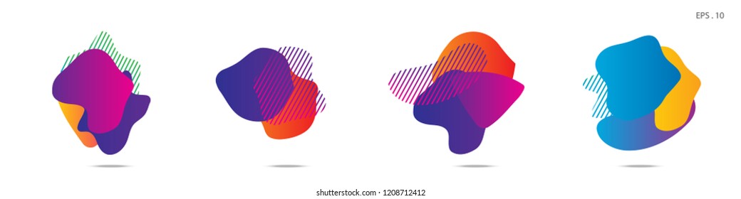 Set of abstract modern graphic elements. Dynamical colored forms and line. Gradient abstract banners with flowing liquid shapes. Template for the design of a logo,flyer or presentation. Vector.