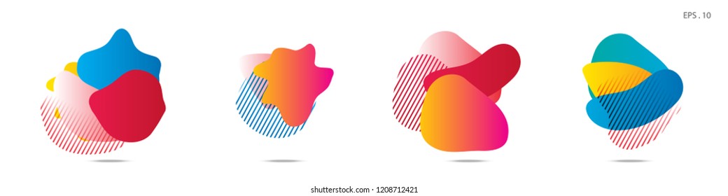 Set of abstract modern graphic elements. Dynamical colored forms and line. Gradient abstract banners with flowing liquid shapes. Template for the design of a logo,flyer or presentation. Vector.