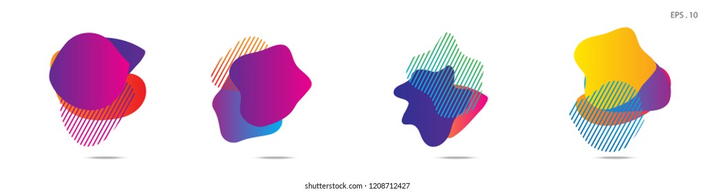 Set of abstract modern graphic elements. Dynamical colored forms and line. Gradient abstract banners with flowing liquid shapes. Template for the design of a logo,flyer or presentation. Vector.