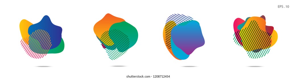 Set of abstract modern graphic elements. Dynamical colored forms and line. Gradient abstract banners with flowing liquid shapes. Template for the design of a logo,flyer or presentation. Vector.