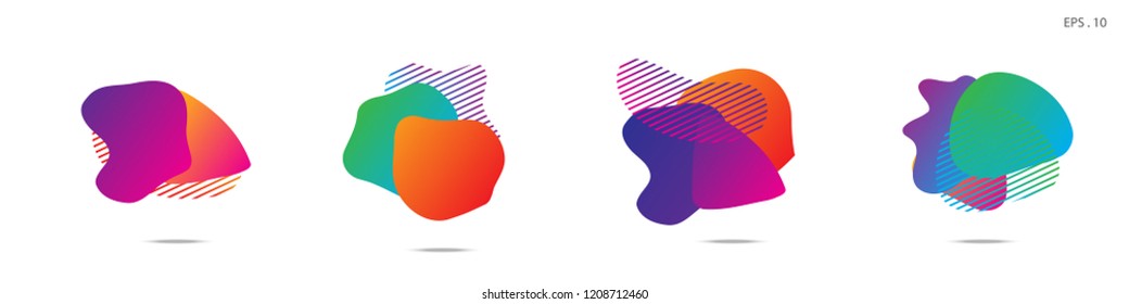 Set of abstract modern graphic elements. Dynamical colored forms and line. Gradient abstract banners with flowing liquid shapes. Template for the design of a logo,flyer or presentation. Vector.