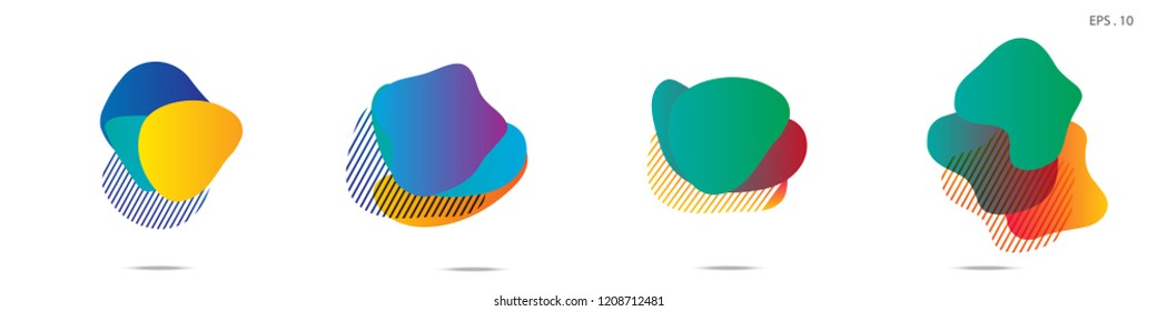 Set of abstract modern graphic elements. Dynamical colored forms and line. Gradient abstract banners with flowing liquid shapes. Template for the design of a logo,flyer or presentation. Vector.