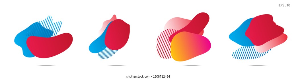 Set of abstract modern graphic elements. Dynamical colored forms and line. Gradient abstract banners with flowing liquid shapes. Template for the design of a logo,flyer or presentation. Vector.