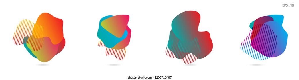 Set of abstract modern graphic elements. Dynamical colored forms and line. Gradient abstract banners with flowing liquid shapes. Template for the design of a logo,flyer or presentation. Vector.