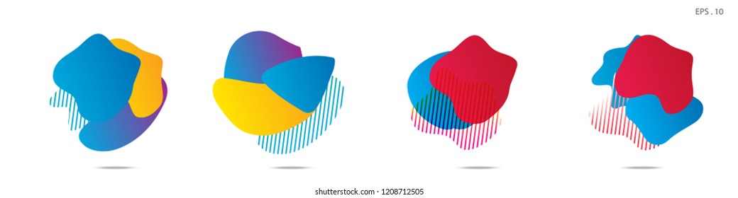 Set of abstract modern graphic elements. Dynamical colored forms and line. Gradient abstract banners with flowing liquid shapes. Template for the design of a logo,flyer or presentation. Vector.