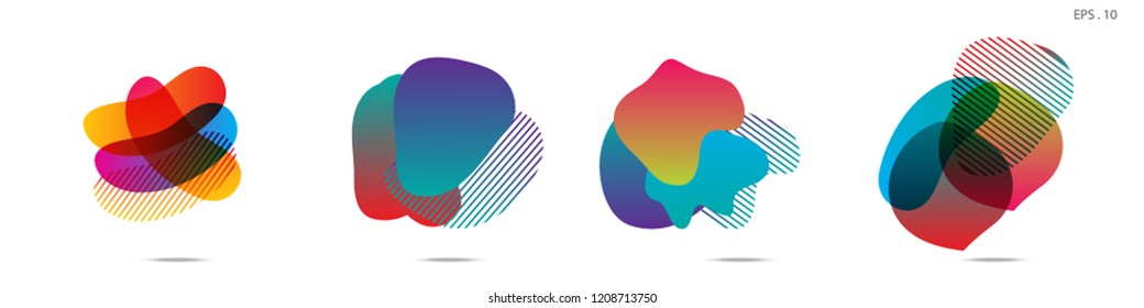 Set of abstract modern graphic elements. Dynamical colored forms and line. Gradient abstract banners with flowing liquid shapes. Template for the design of a logo,flyer or presentation. Vector.