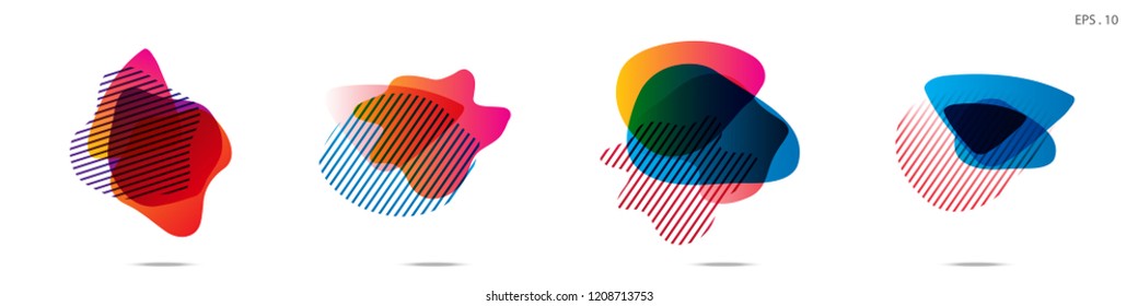 Set of abstract modern graphic elements. Dynamical colored forms and line. Gradient abstract banners with flowing liquid shapes. Template for the design of a logo,flyer or presentation. Vector.