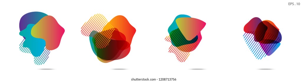 Set of abstract modern graphic elements. Dynamical colored forms and line. Gradient abstract banners with flowing liquid shapes. Template for the design of a logo,flyer or presentation. Vector.