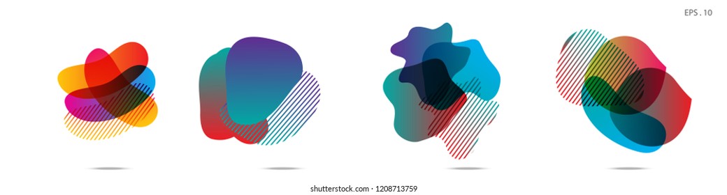 Set of abstract modern graphic elements. Dynamical colored forms and line. Gradient abstract banners with flowing liquid shapes. Template for the design of a logo,flyer or presentation. Vector.