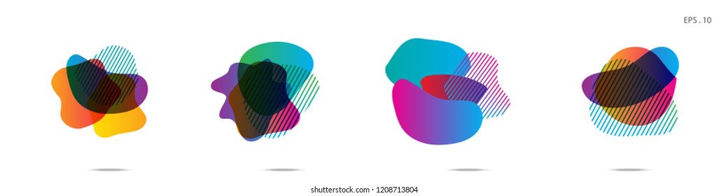 Set of abstract modern graphic elements. Dynamical colored forms and line. Gradient abstract banners with flowing liquid shapes. Template for the design of a logo,flyer or presentation. Vector.